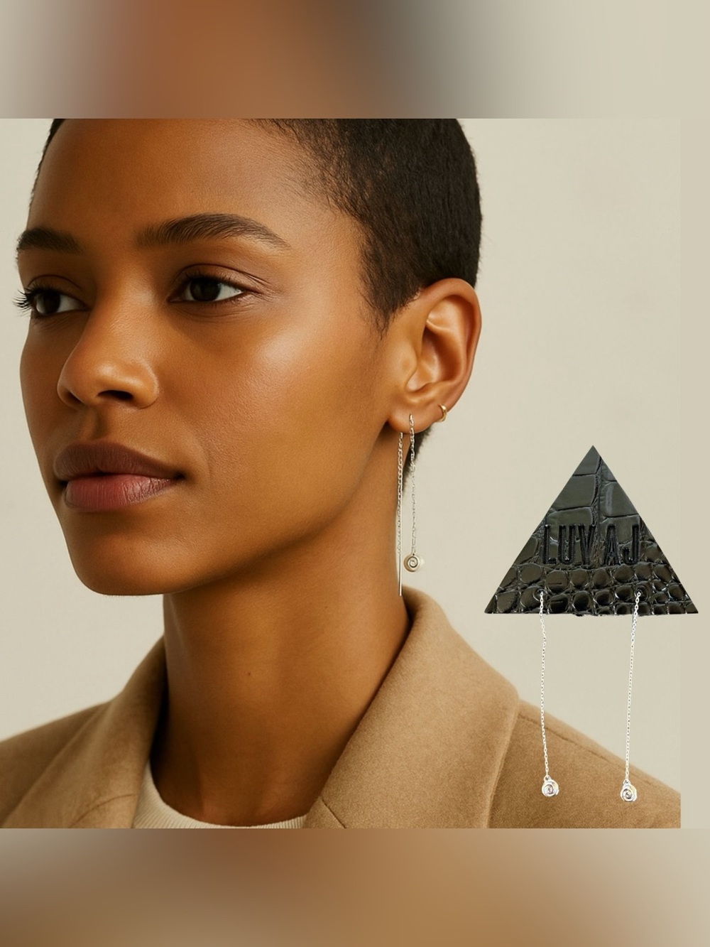 LUV AJ Shell Coil Threader Earring - Silver Color- NEW Simple Elegant Classic